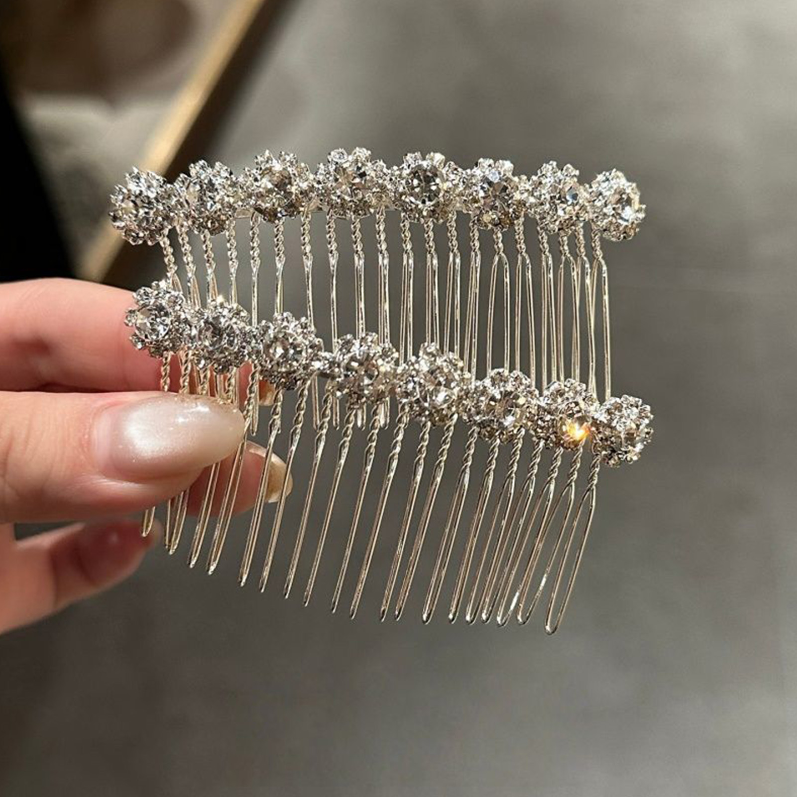 Wedding Decoration Supply - Minimalist Rhinestone Çiçek Saç Tarak Gelin