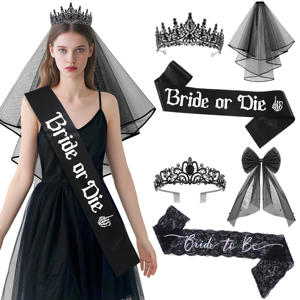 Bride Tribe Sash - 3 Parça Gotik Siyah Bekarlığa Veda