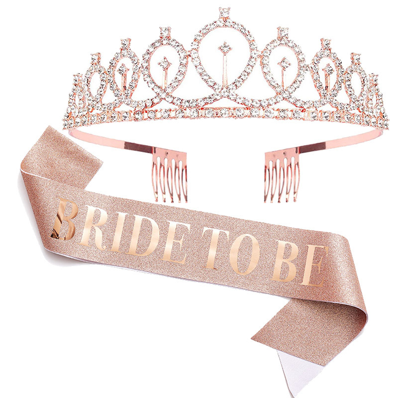 Bride Tribe Sash - 1 takım Gül Altın Gelin Saten
